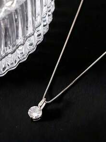 1 Piece Of Exquisite Women's Geometric Water Drop Clavicle Chain With Shiny Zirconia Sterling Silver Necklace Pendant Clavicle Chain Hypoallergenic Jewelry Valentine's Day Gift - 輕奢項鍊 - 查看 9