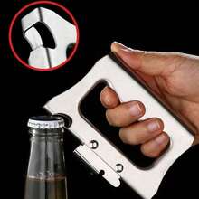 New Stainless Steel Portable Bottle Cap Opener, Kitchen Tool, Handy Can Opener, Emergency Bottle Opener, Party Accessory - Silver - View 6