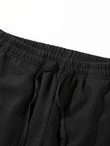 Quần dài nam chất liệu polyester mỏng nhẹ, màu trơn, kiểu dáng waffle, thích hợp cho mùa xuân/hè. - màu đen - Xem 7