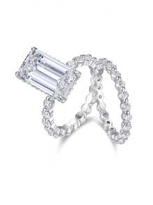 Nhẫn Moissanite bạc 925, không gây dị ứng, nhẫn đính hôn/cưới, thiết kế tối giản tinh tế, phù hợp đeo hàng ngày, quà tặng cưới/kỷ niệm/sinh nhật, kèm hộp quà và giấy chứng nhận. - Bạc - Xem 8