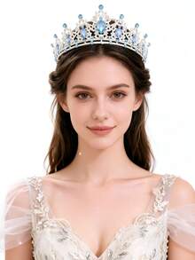 1pc Elegant Rhinestone Women's Baroque Crown, Wedding Headpiece, Party Tiara Hair Accessory - Multicolor - View 1