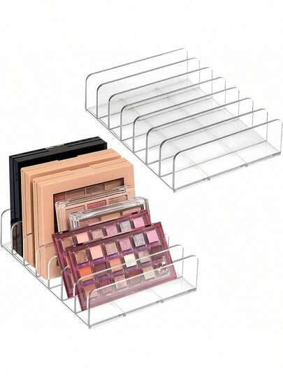 1/2pcs Transparent Makeup Storage Box, Suitable For Eyeshadow Palette, Organic Acrylic Eyeshadow Palette Makeup Storage Box, Jewelry Box, Cosmetic Bag, Makeup Brush Holder, Perfume Holder, Women Gift, Christmas Gift, Creative Gift For Her, Room Decor