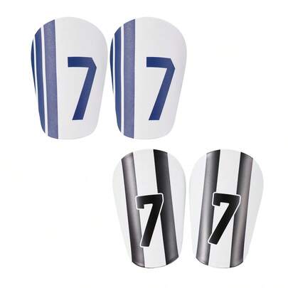 2 Pairs Football Shin Guards With Number Design, Sturdy Fit For Leg, Comfortable To Wear