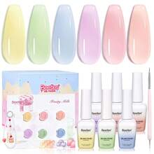 BEETLES Nail Nook Gel Nail Polish Set - 6 Colors Gel Polish Kit Base Glossy Matte Glitter Top Coat Glitter Pearl Cat Eye White Red Pink Nude Uv Led Nails Easter Gift For Women - 6 Colors 6 Colors - 查看 1