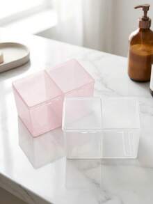 Hộp đựng bông tẩy trang (1/2 chiếc), hộp nhựa trong suốt có nắp gập, dùng để trang trí phòng, túi đựng mỹ phẩm, hộp trang điểm, túi du lịch, túi đựng đồ dùng vệ sinh cá nhân, đồ dùng cần thiết khi đi du lịch, sắp xếp, lưu trữ, hộp đựng đồ trang điểm. - Trong sáng - Xem 9