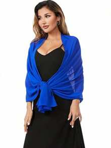 Chiffon Shawl Wrap, Suitable For Brides, Weddings, Formal Dresses And Special Occasions - Royal Blue - View 3