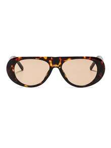 1 Pair Women's PC Large Frame Fashion Glasses, Suitable For Outdoor Travel, Parties, Cycling, Daily Use, Essential For Holidays And Trips, Suitable For All Seasons - Leopard Light Tea Tablets - View 3