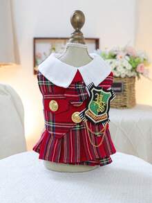 1pc Pet Dress, Cute Dress Clothes For Small Dogs & Cats - Red - View 1