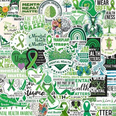 63 Pieces Of Mental Health Awareness Graffiti Stickers - Waterproof Vinyl, Suitable For Water Bottles, Laptops, Notebooks, Helmets, Etc. - Motivational Aesthetic Teacher Rewards Stickers Scrapbook Supplies Stationery Funny Stickers Kindle