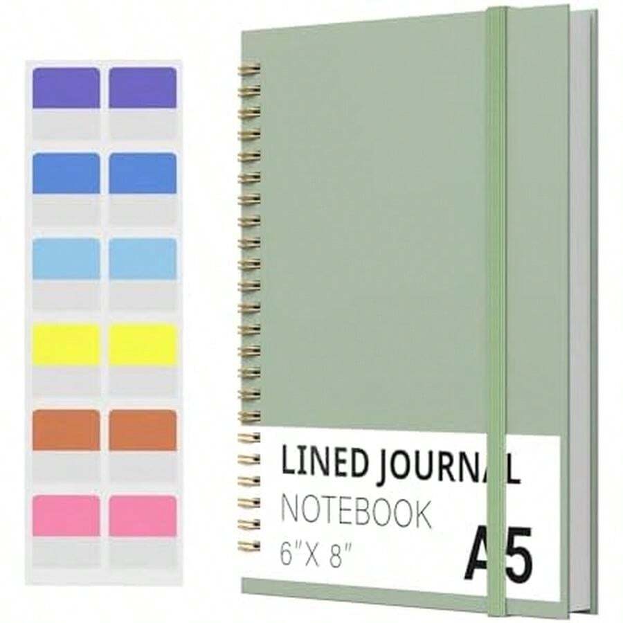Spiral Notebook, Hardcover Notebook For School & Work, Lined Journal Notebook For Men & Women,120 Pages A5 (6 "X8") (Green) - Green - 查看 1