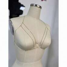 1 pieza Cadena de pecho con borlas y rejilla plateada, cadena de Body para bikini, vacaciones en la playa, moda sexy. Cadena de pecho con flecos para pareja en vacaciones - Dorado - Ver 3