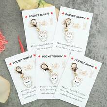 3 piezas/5 piezas/10 piezas Lindo llavero colgante de conejo, viene con tarjeta de saludo positiva de conejo, regalo de Pascua para amigos, lindo llavero abrazo de bolsillo de conejo, mejor amigo/hija Navidad Cumpleaños Inauguración de la casa Recuerdo - Multicolor - Ver 6