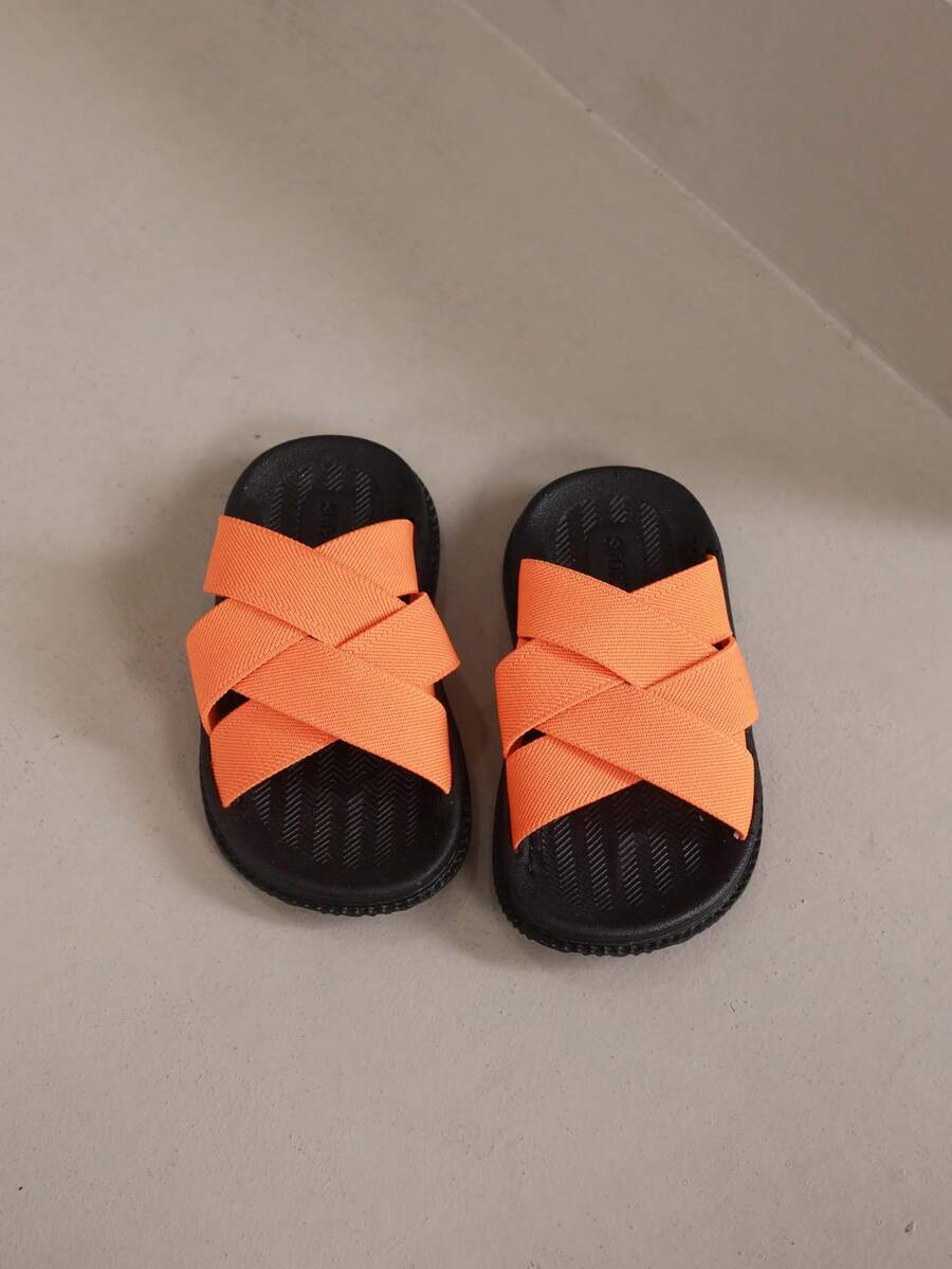 Sandalias planas cómodas con suela blanda y banda elástica para niños - Naranja - Ver 1