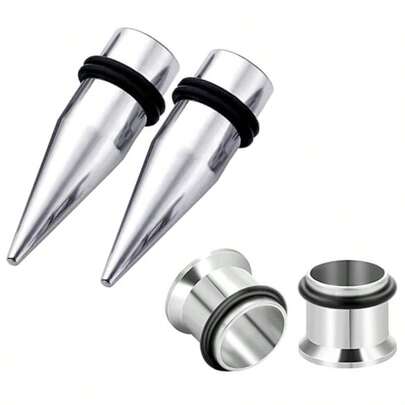Bộ 4 khuyên tai nong tai bằng kim loại/2 đôi, trang sức xỏ khuyên thời trang unisex đeo hàng ngày.