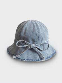 1pc Women's Washed Denim Bucket Hat, Daily Sun Protection Foldable Sun Hat - Women's Bucket Hat - View 8