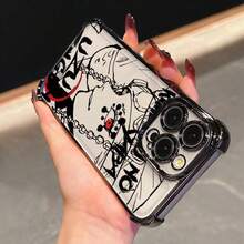 Funda de teléfono con diseño de anime y cómics populares europeos y estadios, estilo clásico japonés, adecuada para 16 16e 15 14 13 12 Mini 11 Pro Max lujo - Negro - Ver 3