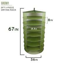 Grow1 - Estante de secado plegable de 3 pies 1 pieza de malla plegable para colgar hierbas y flores con funda de transporte para un flujo de aire uniforme y almacenamiento  de cosecha - Verde - Ver 2