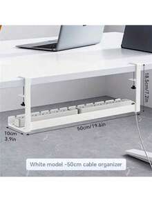 A Metal Mesh Cable Management Tray Under The Table With No Drilling Required, Featuring Clamp-Mounted Cable Management. The Cable Tray Includes A Desk Cable Organizer And A Cable Organizer Under The Table. The Cable Management System Is Adjustable. Suitable For Home Office Standing Desks. - Multicolor - View 7