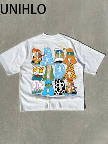Disney UNIHLO  DADA   Print  Summer Casual Versatile Pure Cotton T-Shirt Suitable For Any Place - trắng - Xem 5