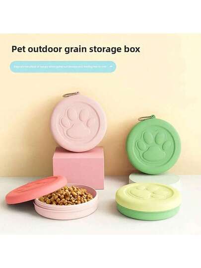 1pc Pet Travel Bowl, Portable Outdoor Pet Food Bowl, Pet Feeding Bowl, Multi-Functional Portable Snack Box, Essential For Cat/Dog Outdoor Travel, Small Size Pet Travel Bowl, Please Check Size Before Ordering