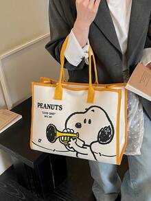 SNOOPY 1PC Cute PEANUTS Tote Bag, Large Capacity For Campus Commute & Daily Outings, Perfect Gift - Multicolor - View 7