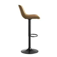 Restaurant Chairs, Swivel Bar Chairs, Set Of 4 - With Base, Adjustable Height, With 360° Rotation Function, Black, Brown. - Brown - View 3