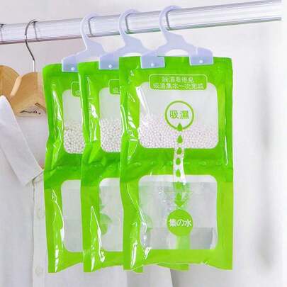 5pcs Wardrobe Dehumidifier Bags, Hanging Moisture Absorber Anti-Mold Anti-Damp Packs For Kitchen/Bathroom/Cabinet/Car