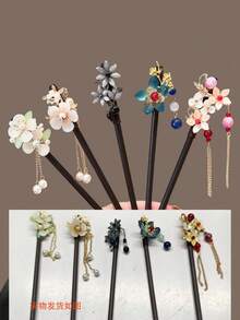 5 Stück/Set Chinesischer Retro-Stil Quasten Haarclip, elegantes Hanfu Haaraccessoire, Dutt-Stab Haarnadel - Hochwertiges Design, minimalistisch chic, Legierung Material, einfach zu verwenden, schönes Geschenk (Der Stil und die Position der Kunstperlen im Modell G können sich zwischen den Chargen leicht unterscheiden), Hochzeitsartikel, Haarzubehör, Kopfschmuck - Verschiedenfarbig - Übersicht 10