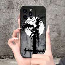 Funda De Teléfono With Textura Mate, Deseño De Ojo De ángel, Patrón Creativo With Temática De Anime "Death Under The Moon", Estilo único Y Divertido, Ideal Como Regalo Para Friends, Familia, Novio/A - 黑色 - 查看 1