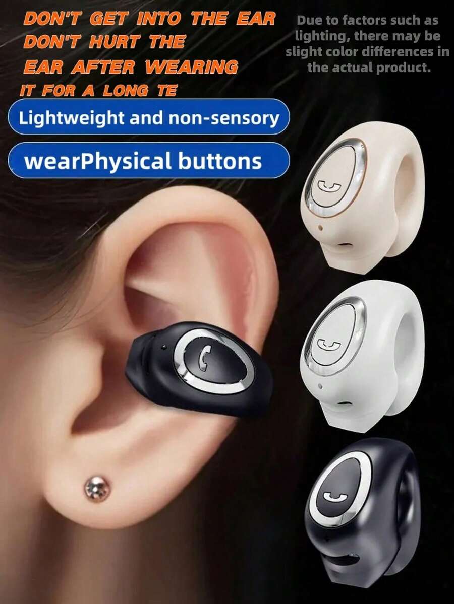 夹式无线耳机，轻巧便携，超长续航，迷你无线降噪耳机，男女通用，兼容智能手机