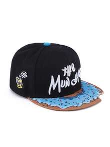 1顶男士时尚街头风甜甜圈印花字母3D刺绣平沿嘻哈棒球帽，适合四季日常佩戴 - A - 查看 7