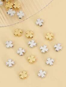 50颗金银四叶草隔珠，CCB幸运四叶草吊坠，用于珠宝制作，DIY手链项链配件 - 彩色 - 查看 1