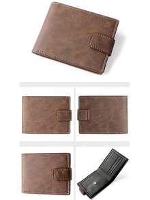 Fashionable Faux Leather Wallet - Compact Zipper Card Holder & Coin Purse, Snap Closure Card Case, "Don't Touch My Wallet" Design, Ideal Daily Use Billfold - Light Brown - View 4