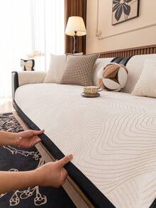 1pc Chenille Breathable Sofa Cushion, Luxury Minimalist Sofa Cover, Dust-Proof Anti-Slip Anti-Scratch, Protect Sofa, Fade-Resistant, Suitable For Bedroom Living Room Study, All Seasons - White - View 5