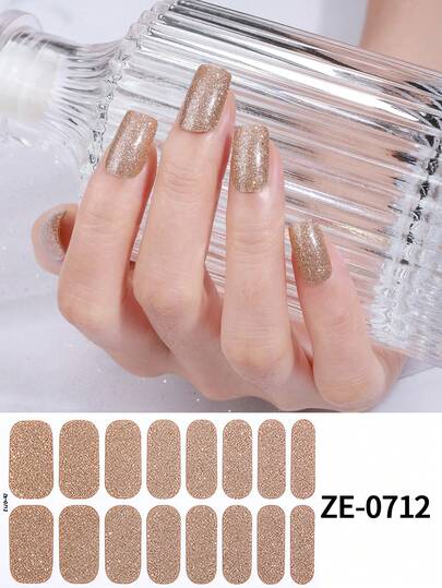 Coral Pink No-Bake Gel Nail Sticker Nail Oil Film Waterproof Nail Sticker Sticker Solid Color Green Onion Powder Jump Color Gradient Full Sticker