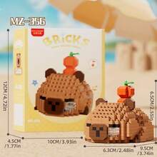 Small Particle Building Blocks, Educational DIY Interactive Toys - Single Box Beach Piglet Series [Random Style] - Multicolor - View 7