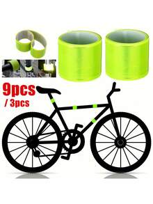 9pcs/3pcs Bicycle Handle Reflective Strap, Suitable For Night Riding, Jogging, Walking Pets, Compatible With Mountain/Road/City Bikes - Multicolor - View 5