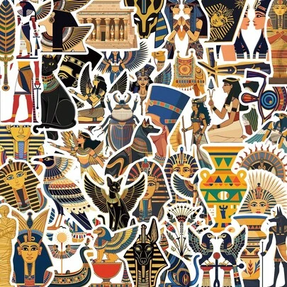 50 Retro Ancient Egyptian Graffiti Stickers Decorative Tablet Phone Case Scooter Computer Waterproof Stickers