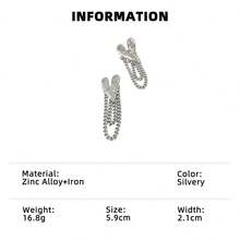 一对复古时尚简约心形锤纹链条流苏耳环，适合女性日常、派对、四季佩戴 - 彩色 - 查看 13