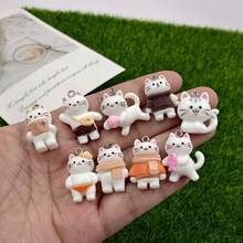 18pcs Of Amusing Resin Cat Charms, Handcrafted Animal Pendants For Creating Jewelry And Earrings - Multicolor - View 5
