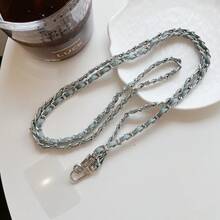 1 Set New Denim Element Leather Bag With Long Chain, Fashion Crossbody Metallic Backpack, Phone Case, Shoulder Strap - Multicolor - View 7