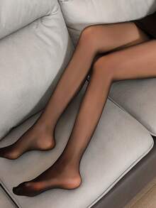 1双防护透明丝袜，薄款丝滑踩脚袜。高腰显瘦，多功能优雅。 - 黑色 - 查看 5