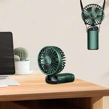 Portable Handheld Electric Fan, Battery Powered, With Stand, 8 Hours Runtime, Digital Display, 5 Speed Levels, 90° Adjustable, Rechargeable Mini Fan For Indoor & Outdoor Use - Multicolor - View 14