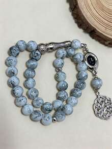 33pcs Ombre Muslim Prayer Beads Tasbih, Islamic Daily Prayer Rosary, Unisex Arabic Style Bracelet - Floral Single Ear - View 7