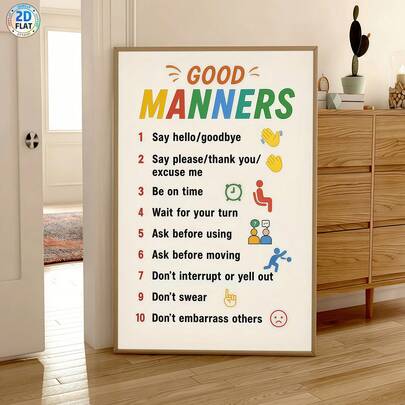 1 Tranh trang trí giáo dục phép lịch sự - Tranh in trên vải canvas về ngôn ngữ lịch sự, tranh nghệ thuật trang trí tường hiện đại, thích hợp cho quán cà phê, nhà cửa, phòng ngủ, phòng khách, nhà bếp, phòng tắm, văn phòng, trang trí nhà cửa, trang trí phòng ngủ, trang trí tường - Lựa chọn lý tưởng cho bạn bè