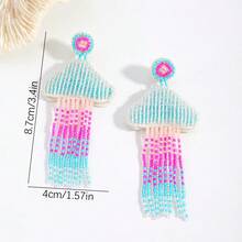 手工串珠水母造型耳环，渐变色串珠流苏耳坠，夏季时尚沙滩配饰 - 彩色 - 查看 13