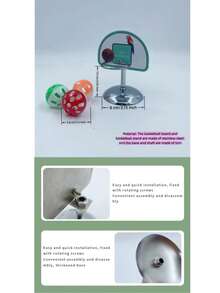 3pcs Parrot Toy Set: Ring Toss Basketball Hoop, Bird Food Bowl, Peony & Tiger Stripe Macaw Enrichment & Training Supplies - View 7