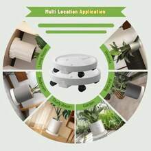 Organizador de plantas de 14 y 12 pulgadas con ruedas ocultas de 360° platillo rodante con orificio de drenaje y bandeja de drenaje extraíble para interiores y exteriores macetas de flores - Blanco - Ver 7