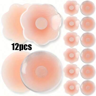 6/12 miếng che núm vú bằng silicon, miếng dán ngực vô hình cho đồ bơi, ngăn ngừa núm vú nhô ra và lộ quầng vú.