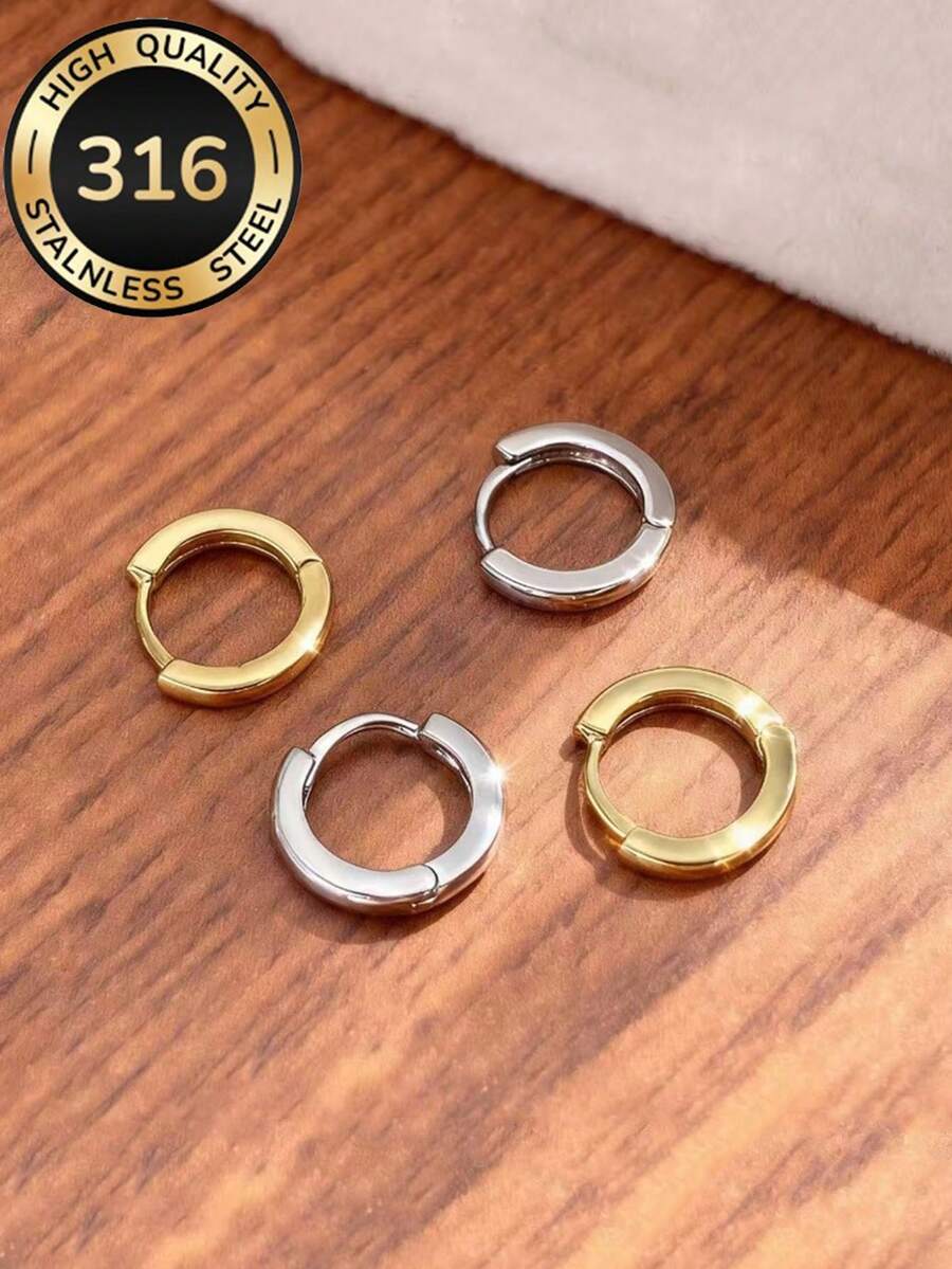 高品质316不锈钢低过敏性18K镀金耳环,简约优雅时尚,适合日常佩戴或参加派对,女士珠宝配饰,中性设计,周年纪念日、情人节、母亲节送给女孩的完美礼物 - 戒指 - 查看 1